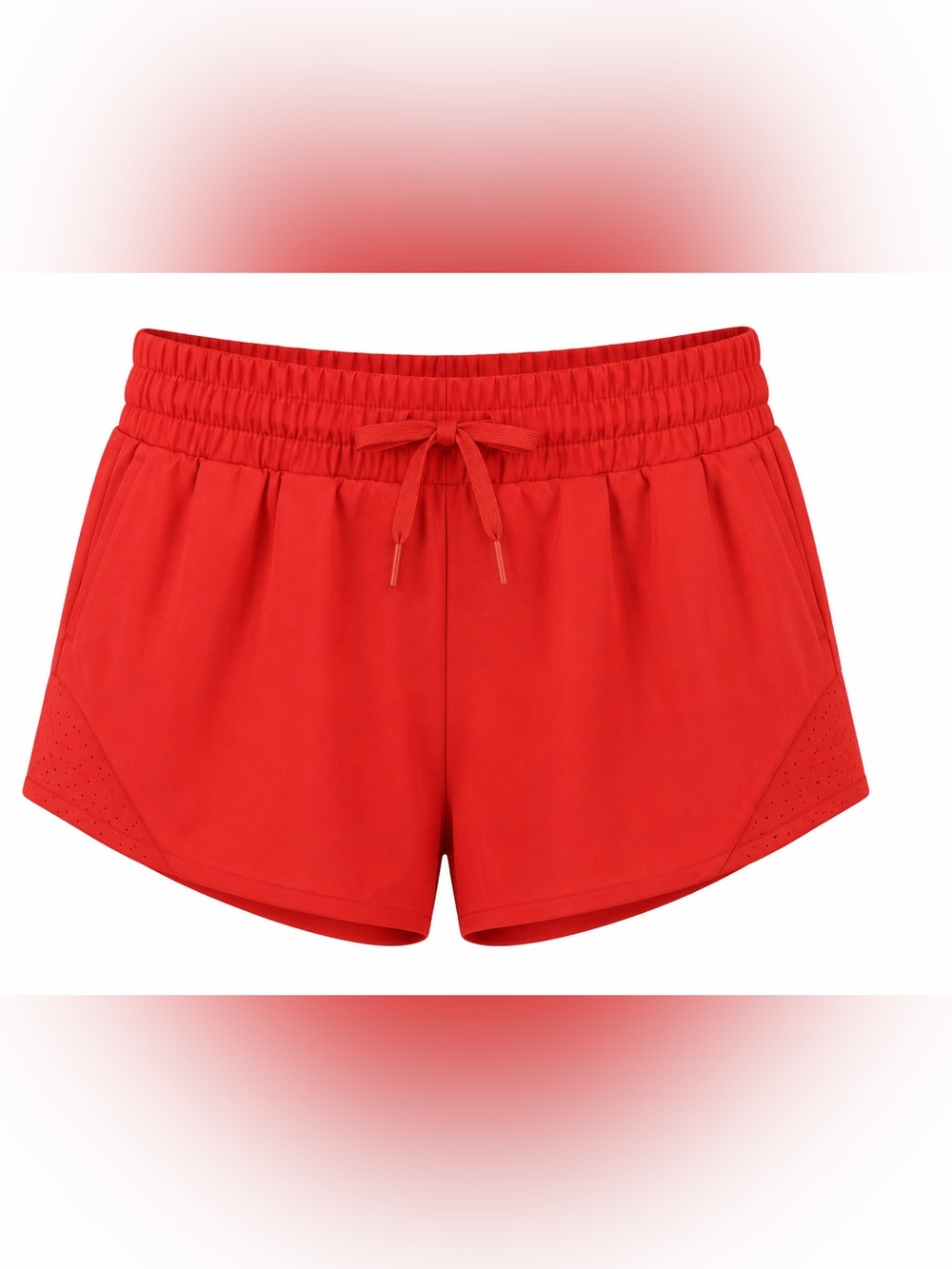 Women’s Red Athletic Shorts with Drawstring Waist